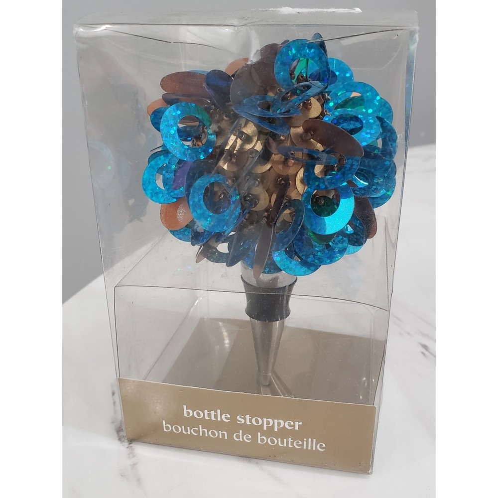 Pier 1 Imports Bottle Stopper Blue Gold Party Colorful Fun Whimsical‎ Retro y2k